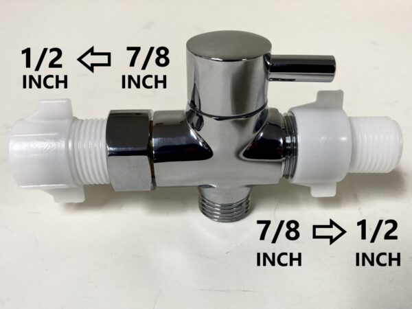 Chrome T-Adapter for Bidet Installation with Ferrule attachment