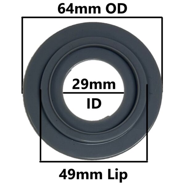 Flush Valve Seal with Double Lip (64mm OD 29mm ID 40mm Inside Lip 49mm Lip) (2-1/2 OD, 1-1/8-in ID, 1-9/16 mm Lip, 1-15/16-in Lip)