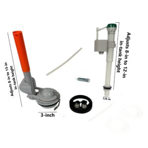 Adjustable Fill Valve and 3.15-inch Flush Valve with Counterbalance for Two-Piece Toilets