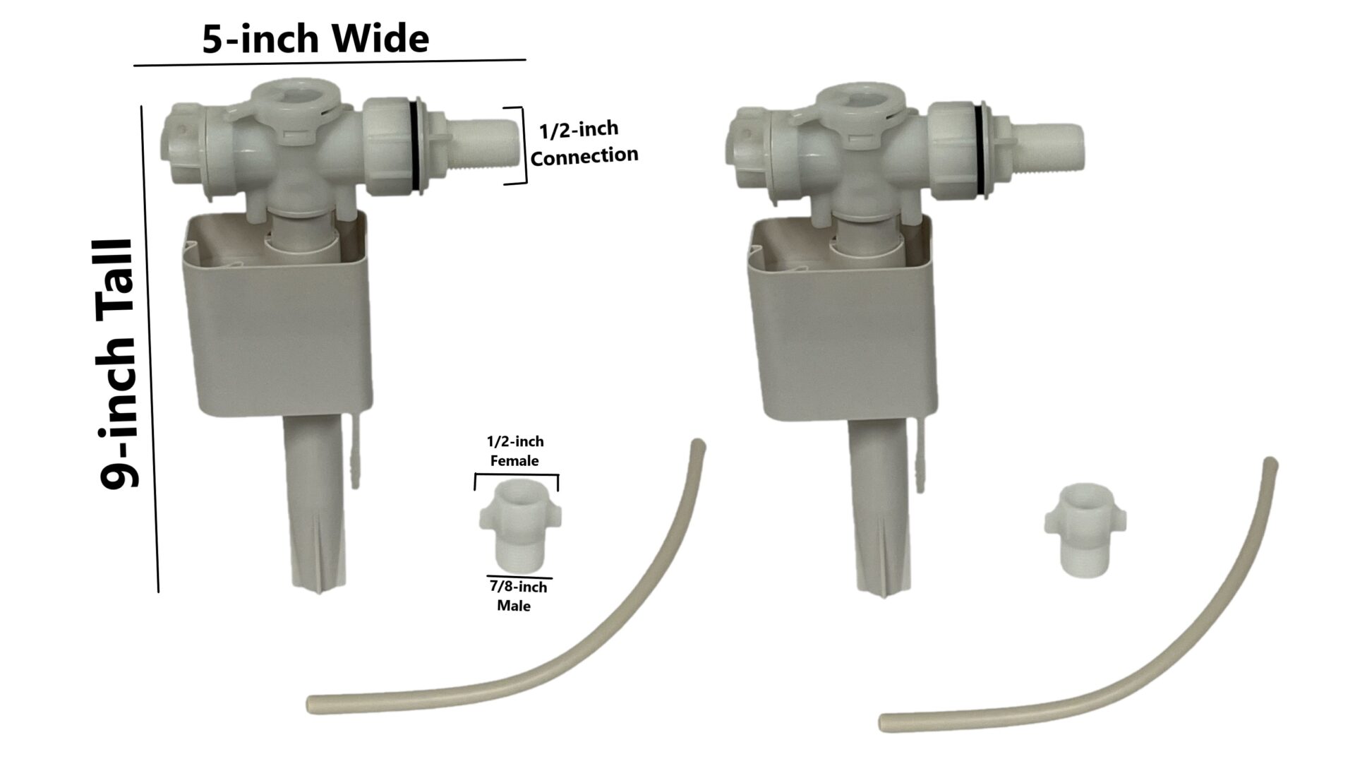 NuFlush Side Mount Toilet Tank Fill Valve Replacement 2 Pack(Does not fit Delta)