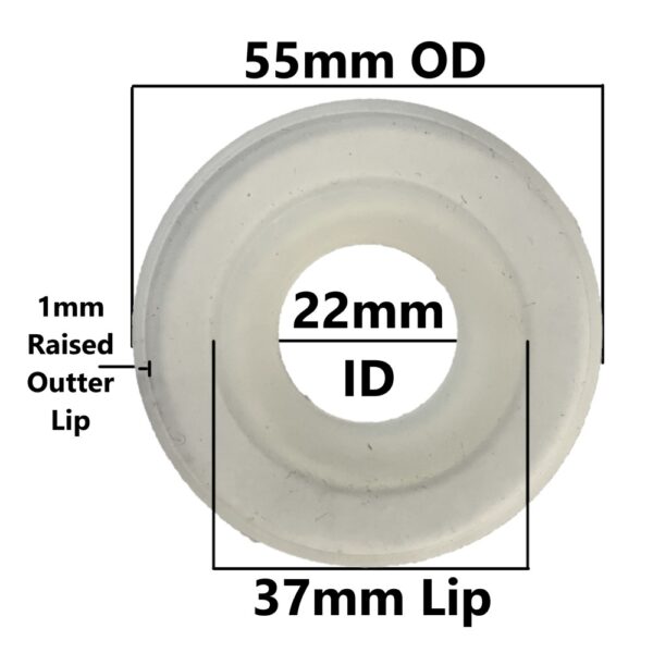 Silicone Toilet Flush Valve Seal, 55mm OD, 22mm ID, 37mm Raised Lip with 54mm Outer Lip (3 Pack) - Image 4