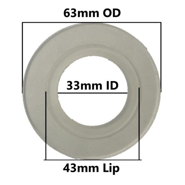 Flush Valve Silicone Seal (63mm OD, 33mm ID, 43mm Lip) or (2-1/2-inch OD, 1-1/4-inch ID, 1-11/16-inch Lip) (3 Pack) - Image 5