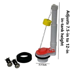 2-3/8-Inch Toilet Flush Valve Assembly with Adjustable Height Overflow Tube