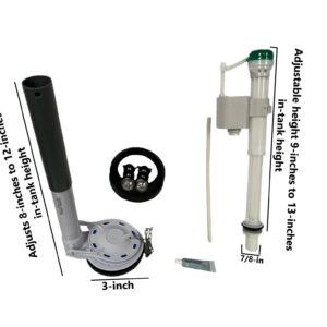Three-inch Flush Valve for Two-Piece Toilets and Adjustable Fill Valve