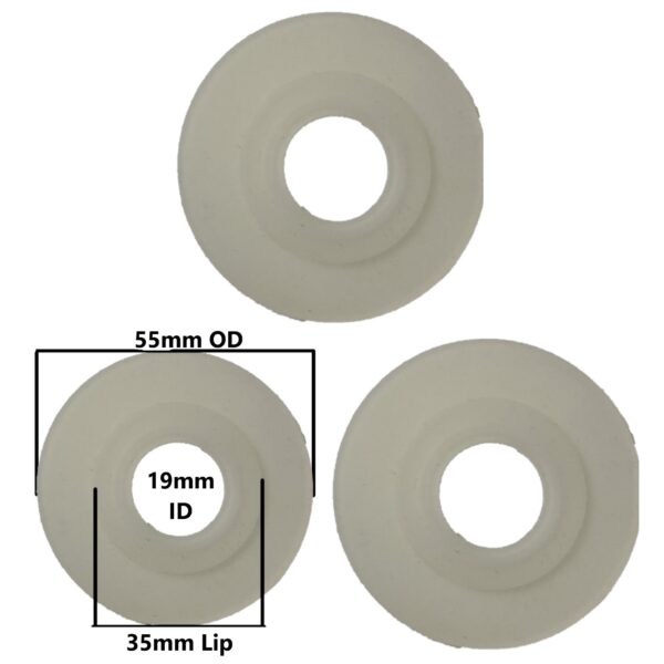 Toilet Flush Seal Silicone (55mm OD, 19mm ID,35mm Lip or 2-3/16 in OD,3/4 in ID,1-3/8 in Lip) (3 Pack)