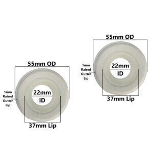 Silicone Toilet Flush Valve Seal, 55mm OD, 22mm ID, 37mm Raised Lip with 54mm Outer Lip (2 Pack)