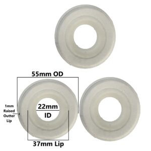 Silicone Toilet Flush Valve Seal, 55mm OD, 22mm ID, 37mm Raised Lip with 54mm Outer Lip (3 Pack)
