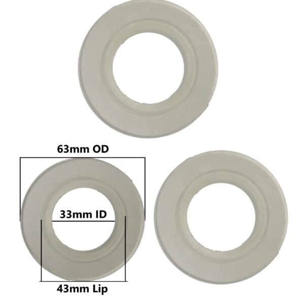 Flush Valve Silicone Seal (63mm OD, 33mm ID, 43mm Lip) or (2-1/2-inch OD, 1-1/4-inch ID, 1-11/16-inch Lip) (3 Pack)