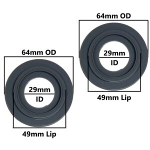 Flush Valve Seal with Double Lip (64mm OD 29mm ID 40mm Inside Lip 49mm Lip or 2-1/2 OD, 1-1/8-in ID, 1-9/16 mm Lip, 1-15/16-in Lip) (2 Pack)