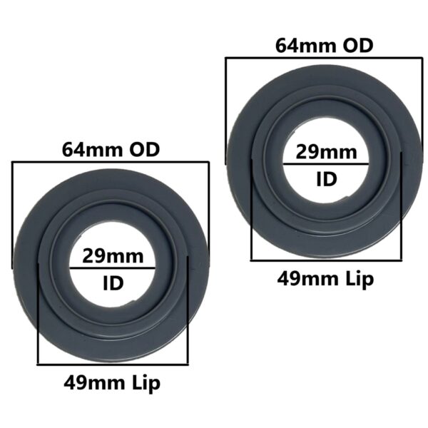 Flush Valve Seal with Double Lip (64mm OD 29mm ID 40mm Inside Lip 49mm Lip or 2-1/2 OD, 1-1/8-in ID, 1-9/16 mm Lip, 1-15/16-in Lip) (2 Pack)