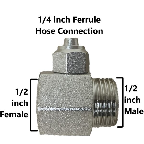 T-Adapter Chromed Brass 1/2-inch Male 1/2-inch Female with Hose Attachment