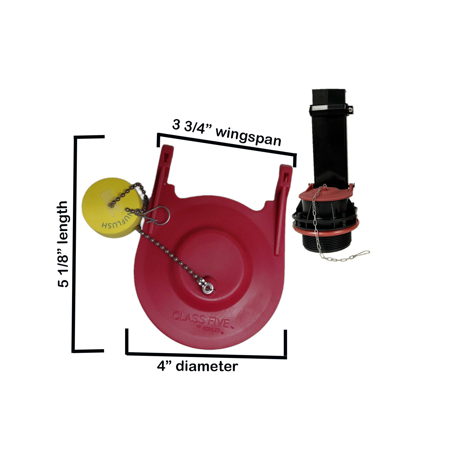 Kohler Toilet Flapper 1078441 – Buoy Upgrade, Fits Rectangle Overflow Tube, 3.75-Inch Wingspan
