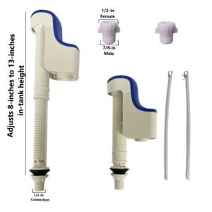 Toilet Fill Valve for 1/2-inch Water Connection with Adjustable Height 2 Pack