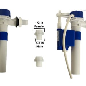 Side Mount Fill Valve for European Toilets, Includes 7/8-inch Screen Adapter 2-Pack