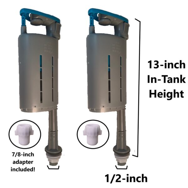 Torbeck Replacement Fill Valve, Bottom Entry Toilet Fill Valve 13 Inch Tall (2 Pack)