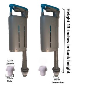 Torbeck Replacement Fill Valve, Bottom Entry Toilet Fill Valve 13 Inch Tall (2 Pack)