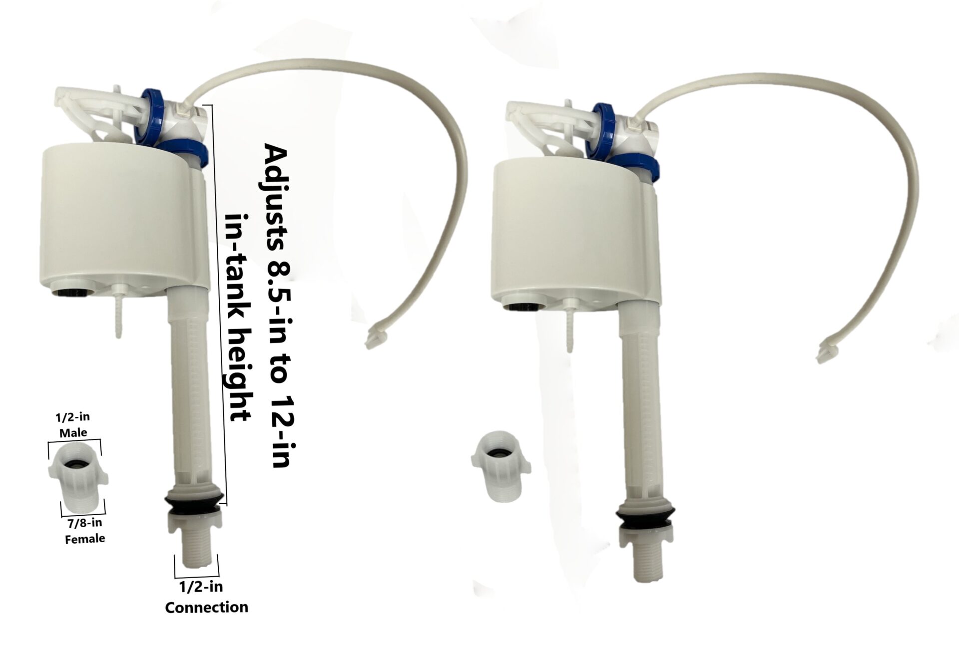 Lowboy Toilet Fill Valve for Short Toilet Tanks by Nu-Flush (2 Pack)