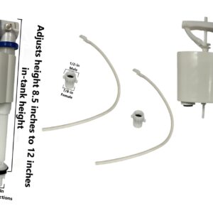 Lowboy Toilet Fill Valves Adjustable for Shorter Toilet Tanks with Screen Adapter (2 Pack)