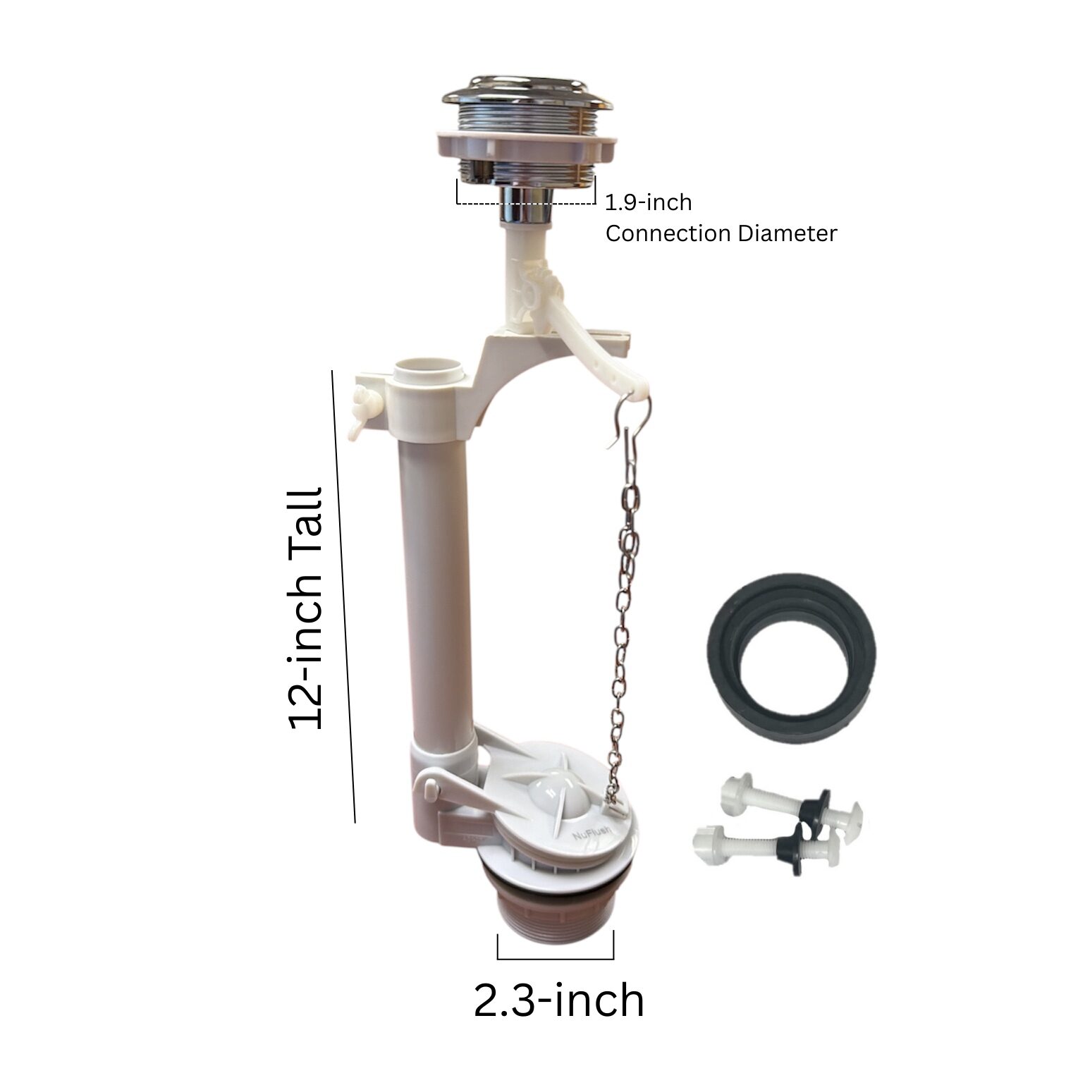 NuFlush 2.5 inch Flush Valve With Top Button Single Flush, Adjustable Height