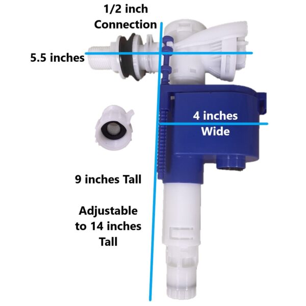 Adjustable Side Mount Toilet Fill Valve with 1/2-inch to 7/8-inch Adapter 2-Pack - Image 9