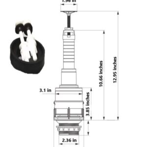 Universal, Top Button Flush Valve for two Piece Toilets & 2 inch Flush Hole