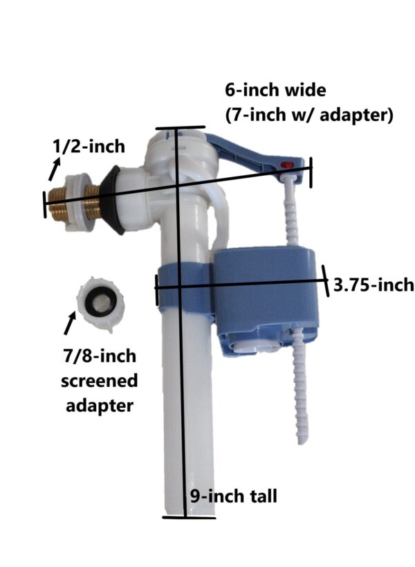 Side Mount Fill Valve, 1/2-inch Brass Connection with 7/8-inch Screened Adapter, Swiss Madison