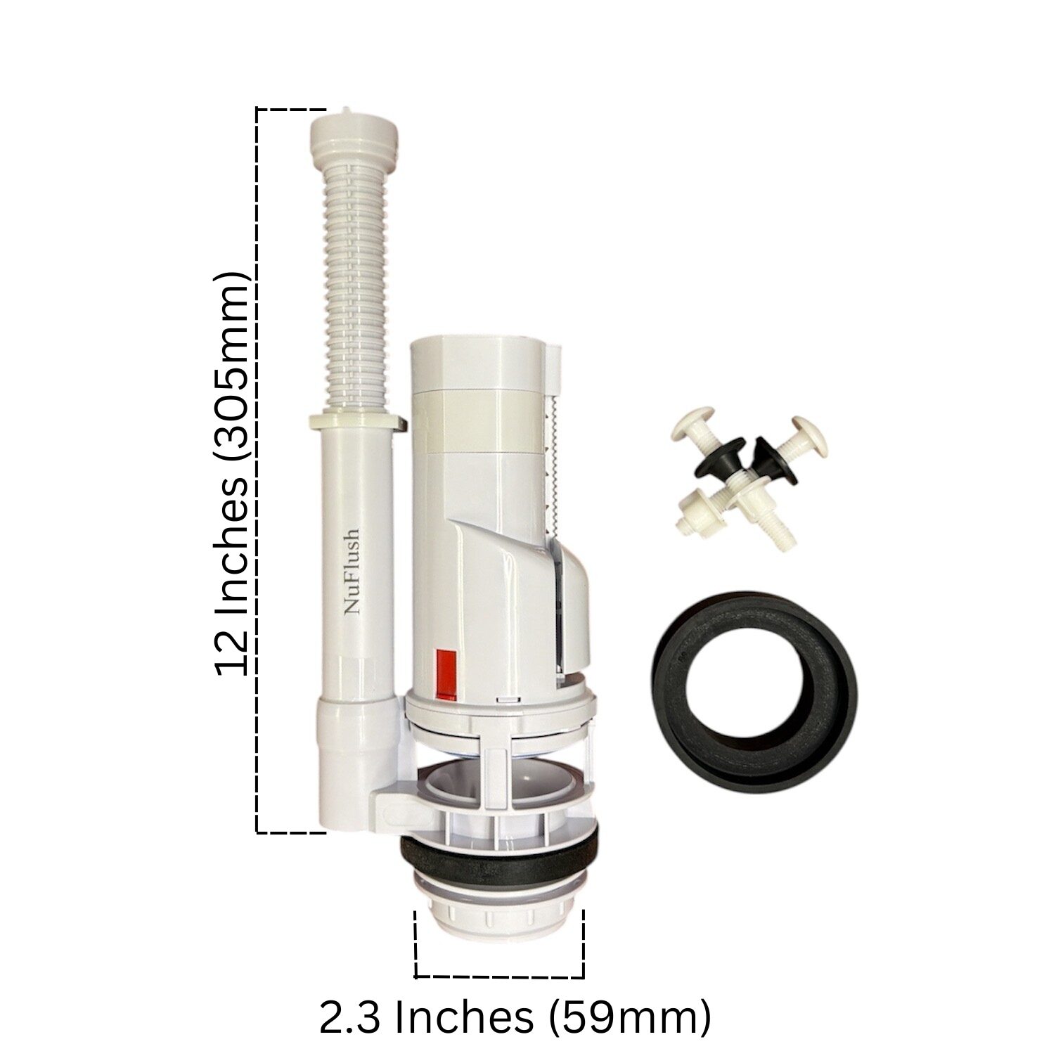 NuFlush Adjustable 8-12 inches Dual Top-Button 2.5-Inch Flush Valve Canister for Two-Piece Toilets - Image 2