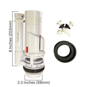 NuFlush Adjustable 8-12 inches Dual Top-Button 2.5-Inch Flush Valve Canister for Two-Piece Toilets