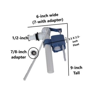 European Side Mount Fill Valve, 1/2-inch Nylon Connection with 7/8-inch Screened Adapter