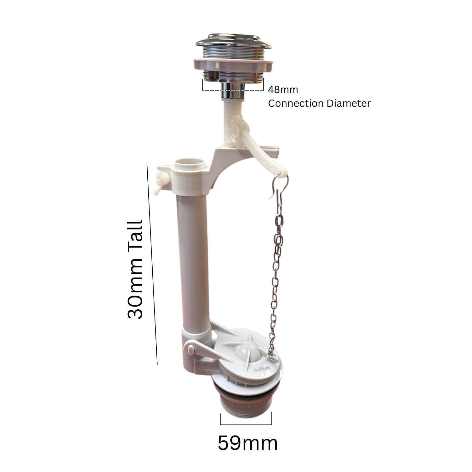 NuFlush 2.5 inch Flush Valve With Top Button Single Flush, Adjustable Height - Image 3